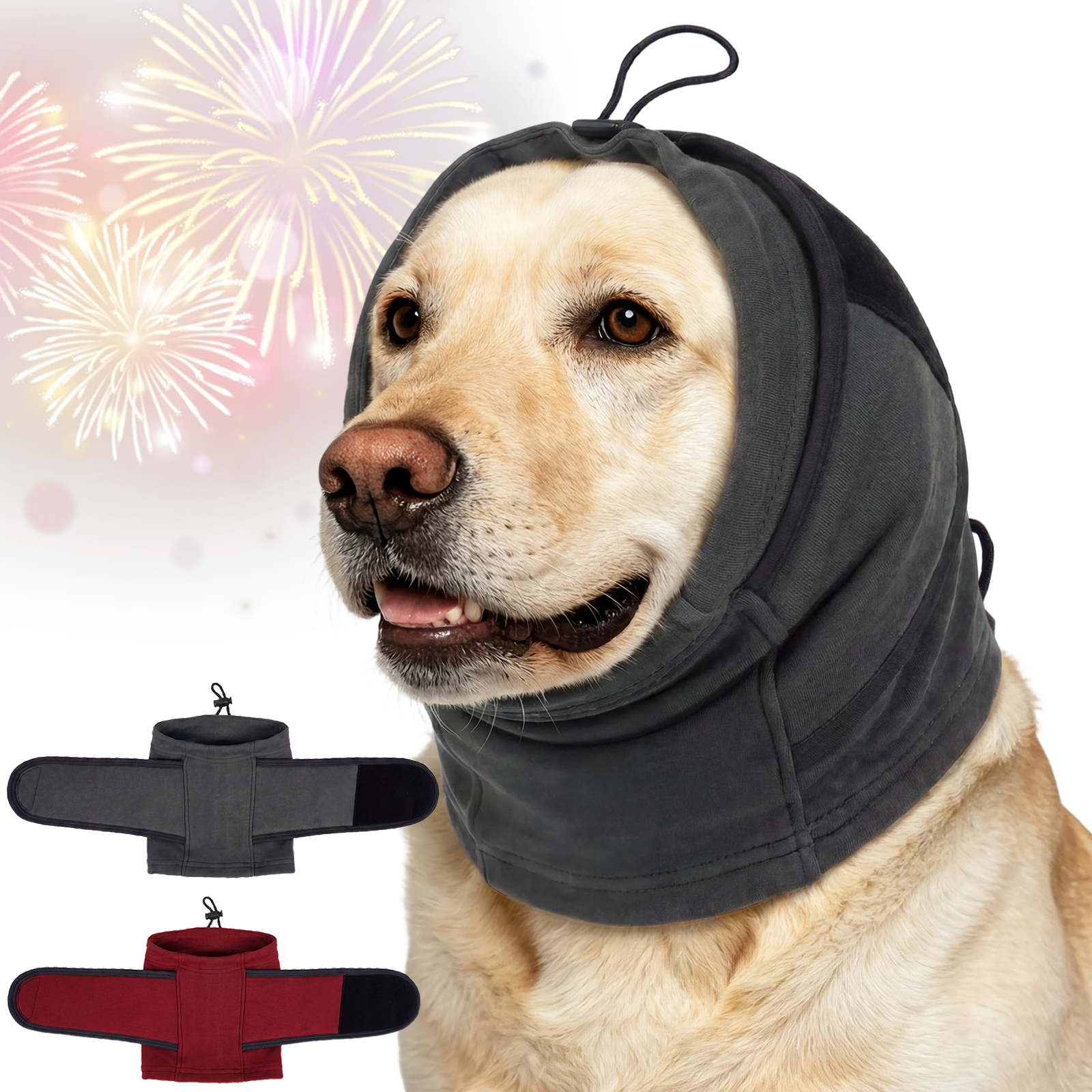 IECOii Dog Ear Cover Noise Protection Adjustable Patches Soft Dog Ear Muffs for Anxiety Relief in Fireworks Thunderstorms or Hematoma Calming Hoodie Prevents Ear Injury Infection