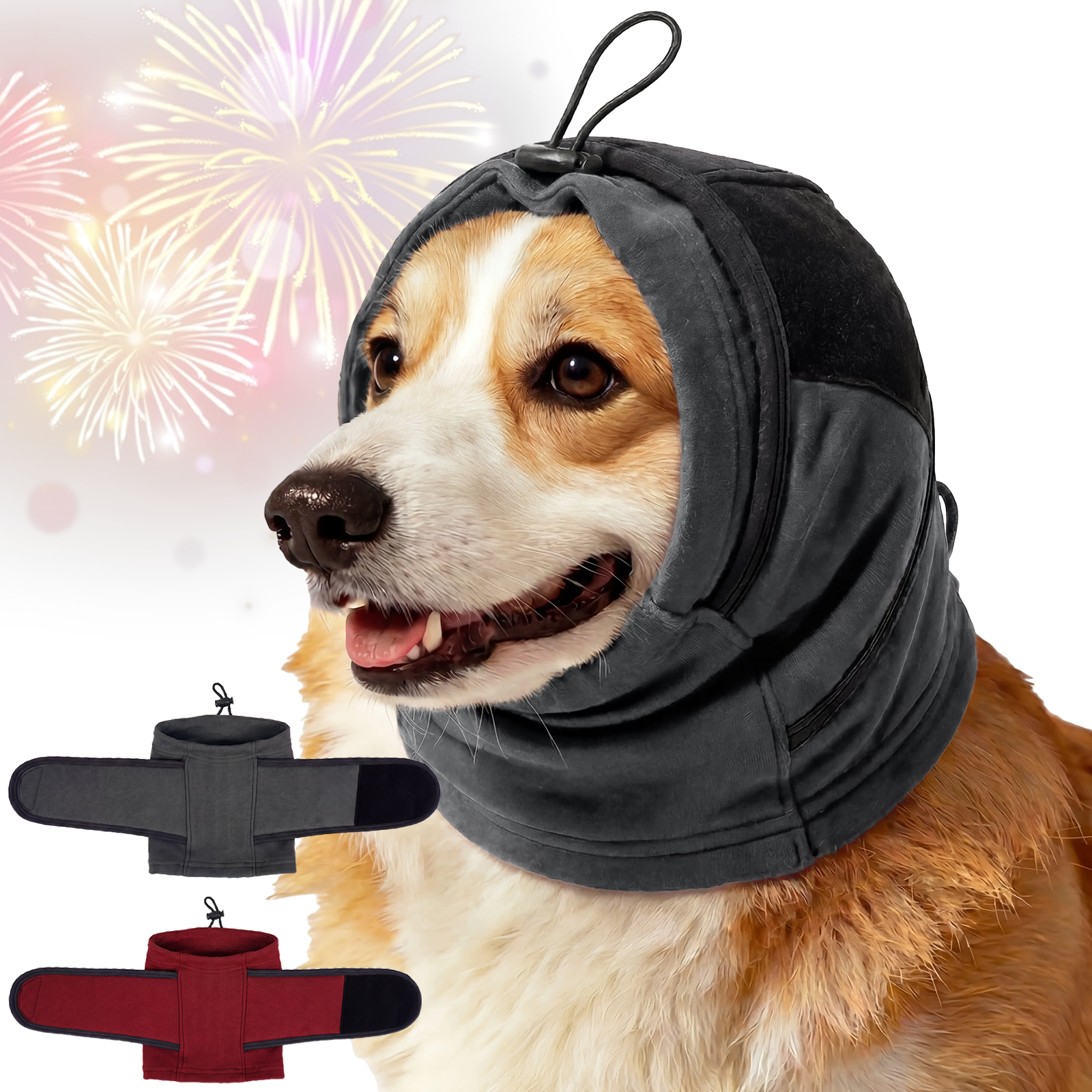 IECOii Dog Ear Cover Noise Protection Adjustable Patches Soft Dog Ear Muffs for Anxiety Relief in Fireworks Thunderstorms or Hematoma Calming Hoodie Prevents Ear Injury Infection