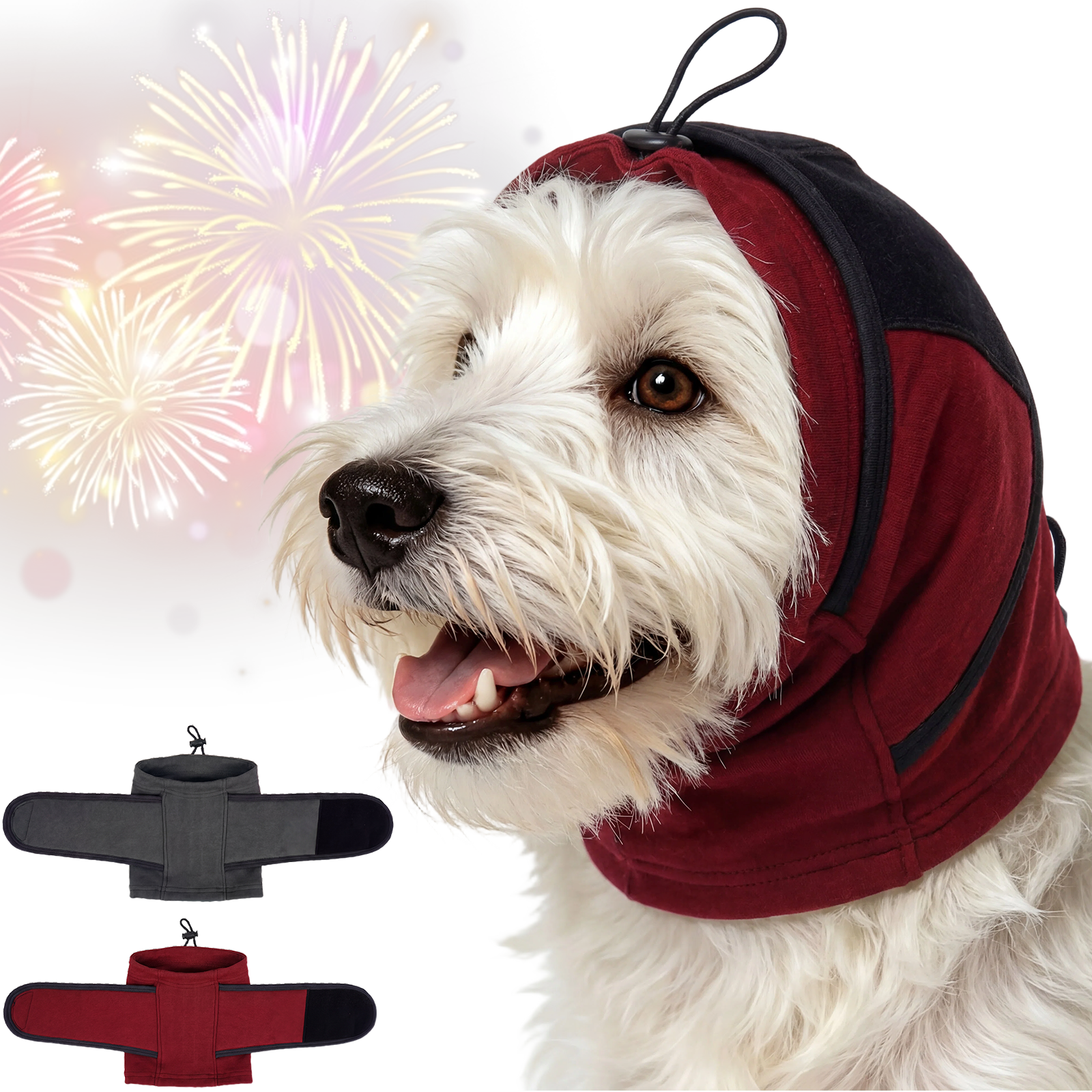 IECOii Dog Ear Cover Noise Protection Adjustable Patches Soft Dog Ear Muffs for Anxiety Relief in Fireworks Thunderstorms or Hematoma Calming Hoodie Prevents Ear Injury Infection