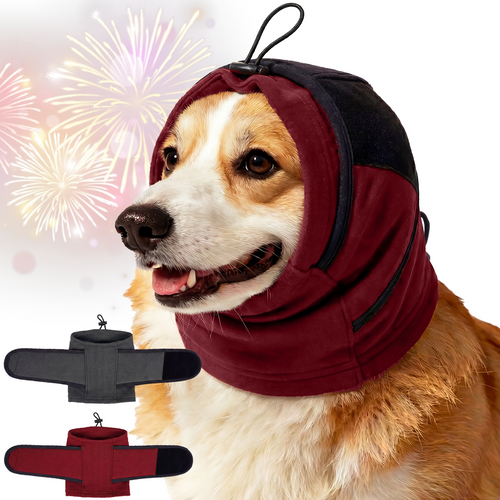 IECOii Dog Ear Cover Noise Protection Adjustable Patches Soft Dog Ear Muffs for Anxiety Relief in Fireworks Thunderstorms or Hematoma Calming Hoodie Prevents Ear Injury Infection